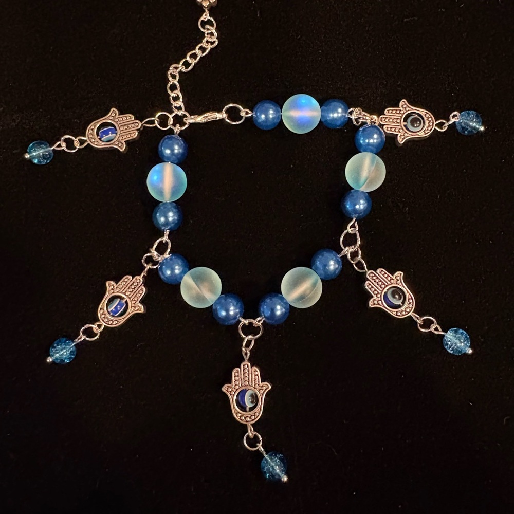 Blue Beaded Hamsa Bracelet